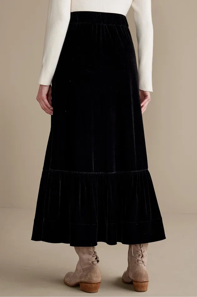 Soft Surroundings Noelle Velvet Skirt Black Women Skirts Soft Surroundings Noelle Velvet Skirt Black Women Skirts
