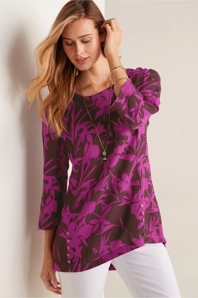 Soft Surroundings Oceo Gauze Tunic Mallard Blue Women Tops