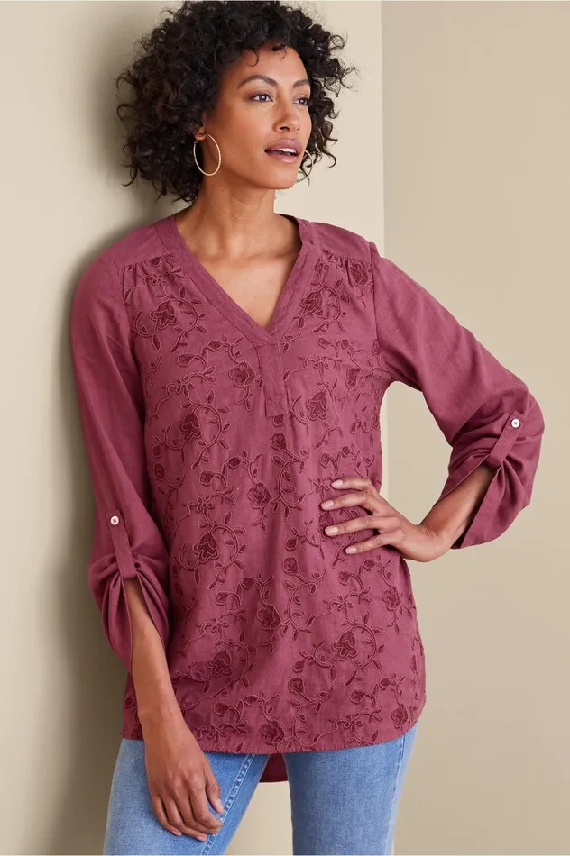 Soft Surroundings Petites Lucy Top Garnet Women Tops