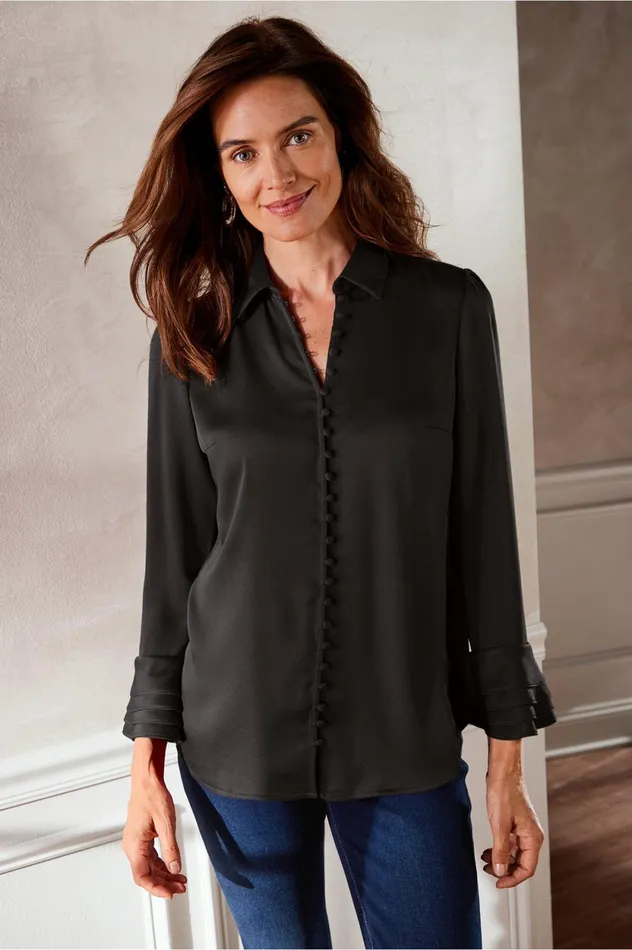 Soft Surroundings Petites Sonnet Blouse I Ecru Women Tops