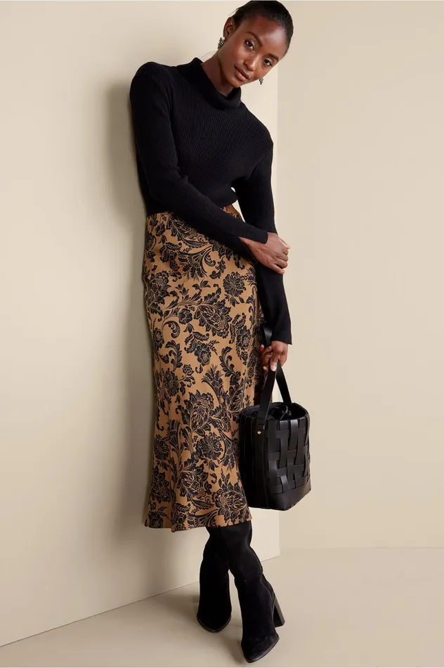 Soft Surroundings Samira Skirt Neutral Floral Women Skirts