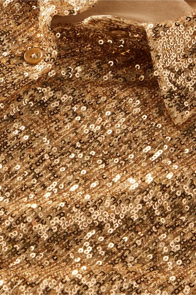 Soft Surroundings Sancerre Sequin Shirt Gold Sequin Women Tops Soft Surroundings Sancerre Sequin Shirt Gold Sequin Women Tops