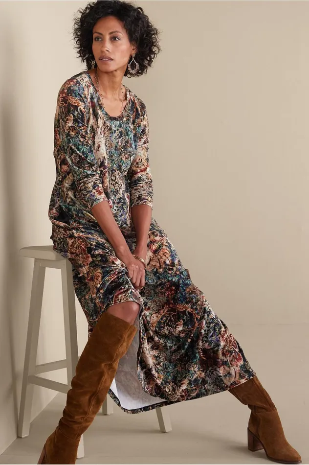 Soft Surroundings Santiago Stretch Velvet Dress Black Women Dresses Soft Surroundings Santiago Stretch Velvet Dress Black Women Dresses