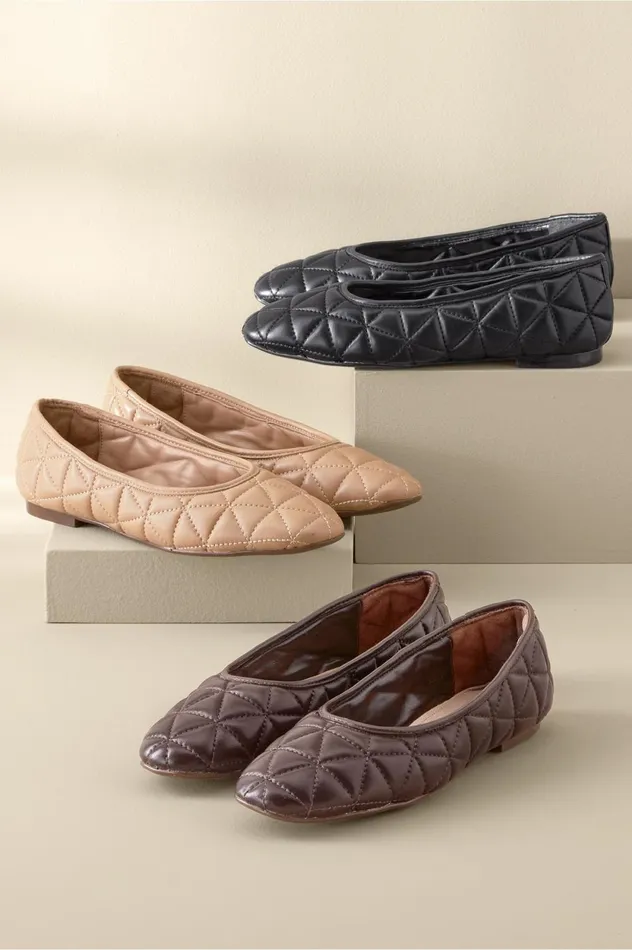 Soft Surroundings Schutz Arissa Quilted Ballet Flat Black Women Shoes