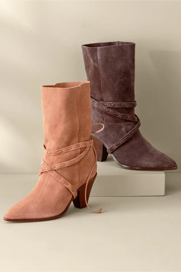 Soft Surroundings Schutz Portia Belted Bootie Honey Peach Women Shoes