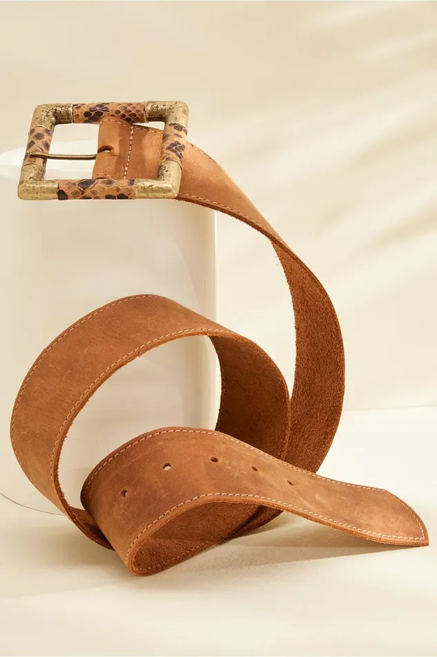 Soft Surroundings Serrano Buckle Belt Tobacco Women Belts