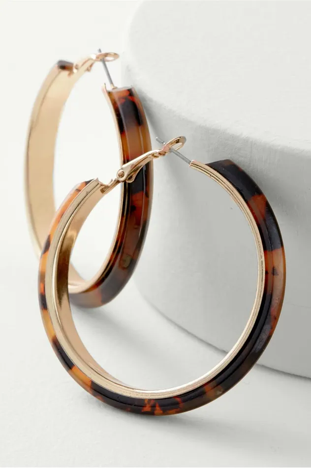 Soft Surroundings Shelley Hoop Earring Browngold Women Jewelry