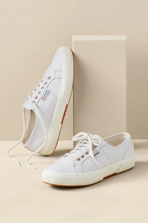 Soft Surroundings Superga Leather Sneaker Optical White Favorio Women Shoes