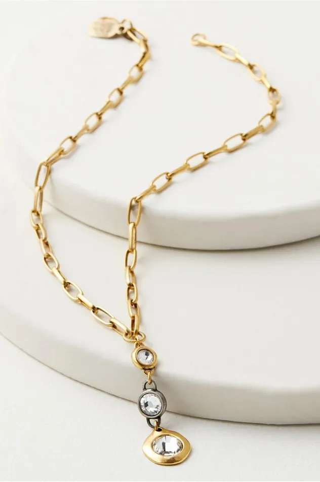 Soft Surroundings Trinity Drop Necklace Gold Women Jewelry