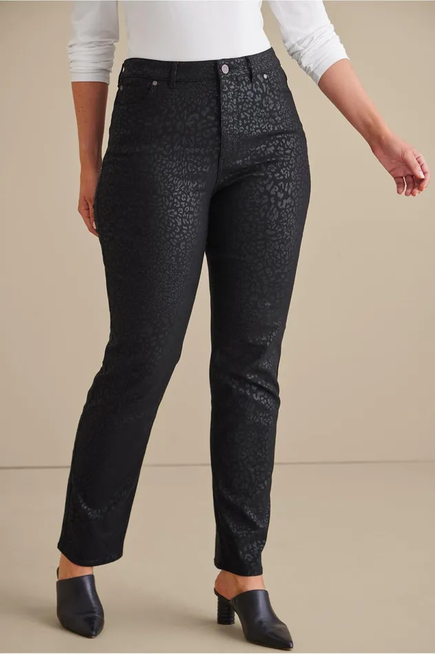 Soft Surroundings Ultimate Denim Animal Straight Leg Jeans Metallic Animal Women Jeans Soft Surroundings Ultimate Denim Animal Straight Leg Jeans Metallic Animal Women Jeans