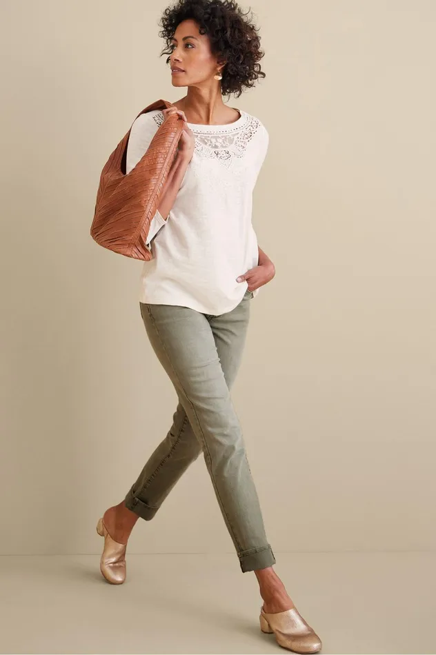 Soft Surroundings Ultimate Denim PullOn Relaxed Straight White Women Jeans