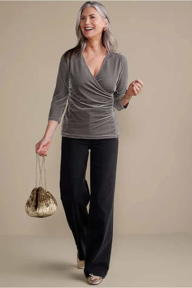 Soft Surroundings Velvet Alyssa Knit Top Cabernet Women Tops Soft Surroundings Velvet Alyssa Knit Top Cabernet Women Tops