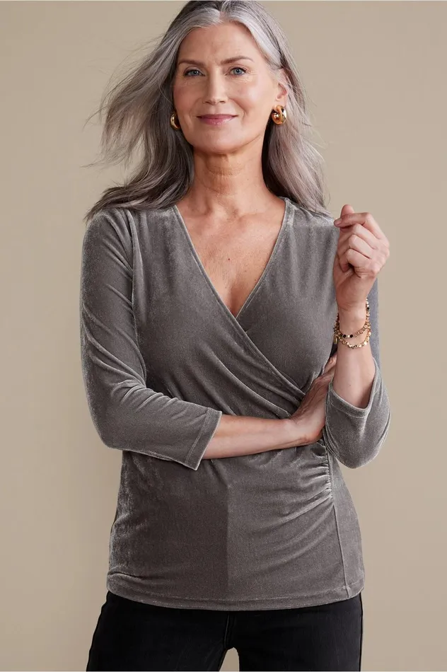 Soft Surroundings Velvet Alyssa Knit Top Cabernet Women Tops Soft Surroundings Velvet Alyssa Knit Top Cabernet Women Tops