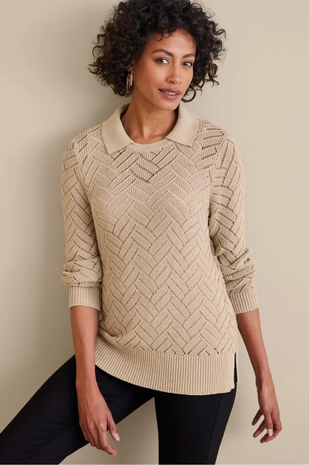 Soft Surroundings Verrana Sweater Beige Women Sweaters and Cardigans
