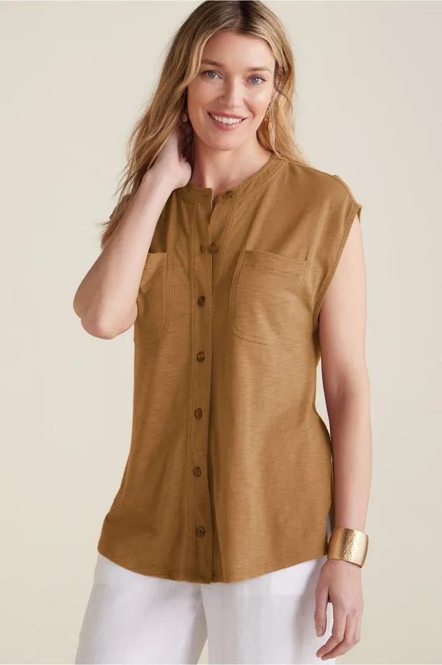 Soft Surroundings Women Alora Top Chipmunk Women Tops