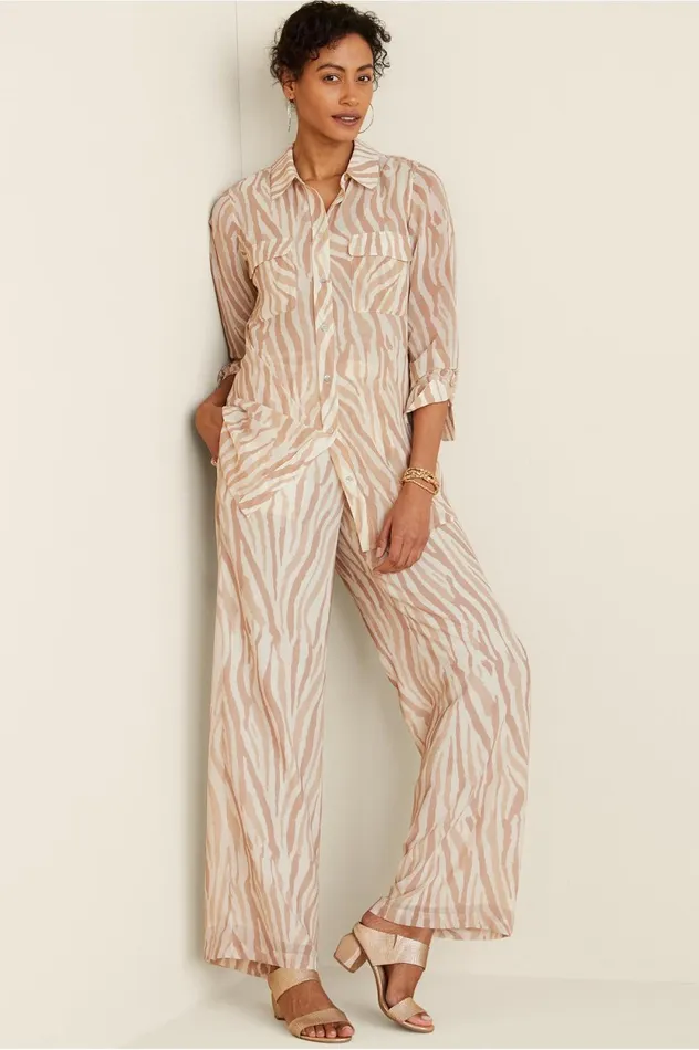 Soft Surroundings Women Safi Pants Neutral Zebra Women Pants