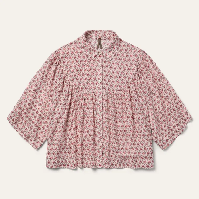 Stetson Blouses Women ShortSleeved Cottage Floral Blouse Red