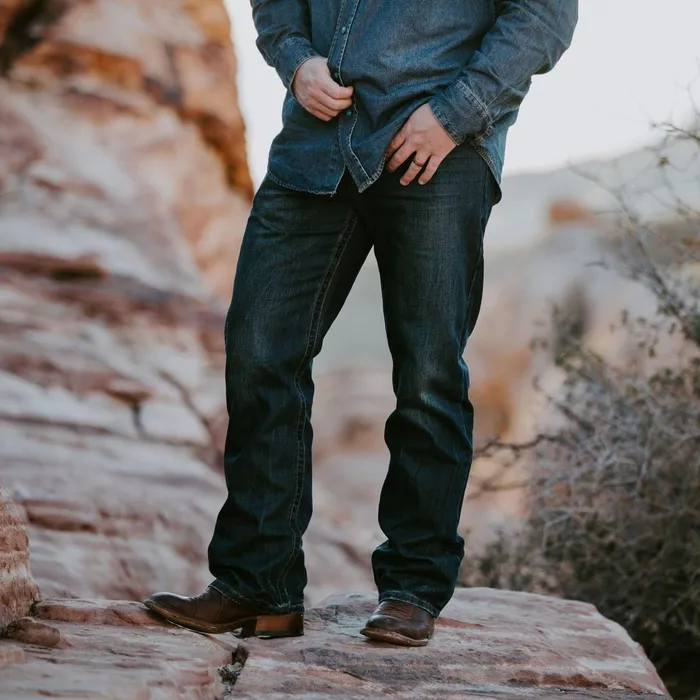 Stetson Boot Cut Men 1312 Fit Jeans With A Pieced Back Pocket Blue