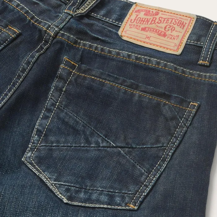 Stetson Boot Cut Men 1312 Fit Jeans With A Pieced Back Pocket Blue