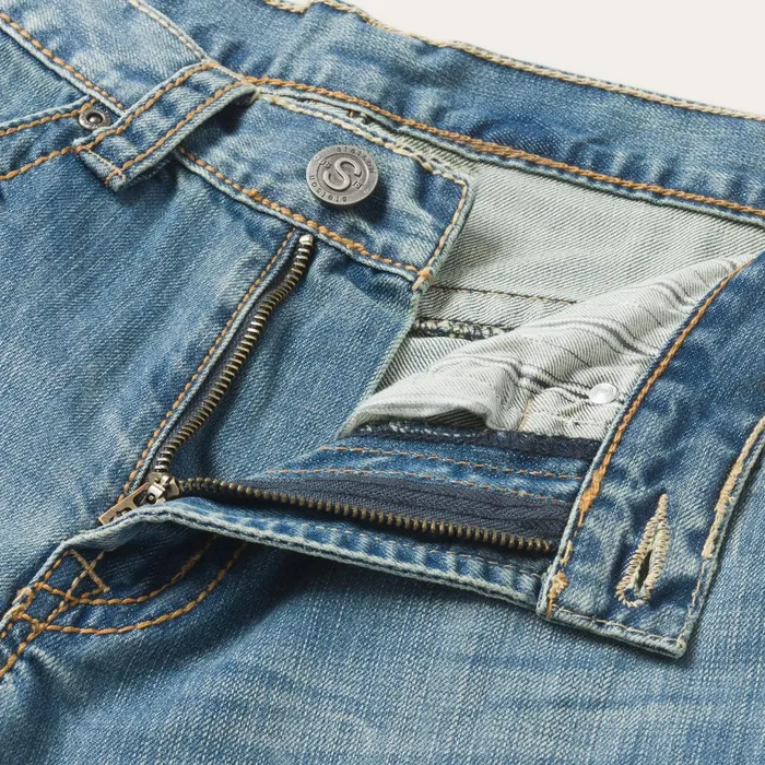Stetson Boot Cut Men 1520 Fit Light Wash Jeans With Tacking Blue