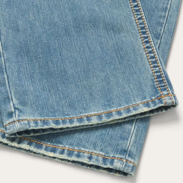 Stetson Boot Cut Men 1520 Fit Light Wash Jeans With Tacking Blue