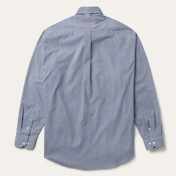 Stetson Classic Cut Men Blue Deco Geo Print Button Front Shirt Blue
