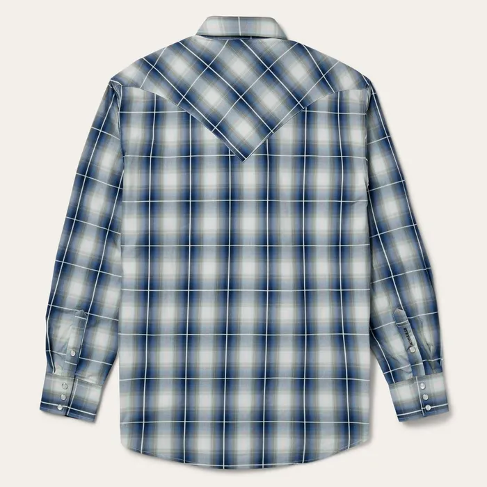 Stetson Classic Cut Men Crystal Plaid Western Shirt Blue