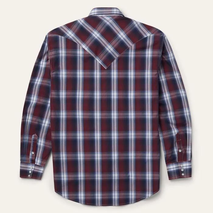 Stetson Classic Cut Men Good Luck Plaid Western Shirt Wine