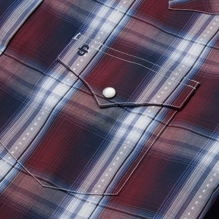 Stetson Classic Cut Men Good Luck Plaid Western Shirt Wine