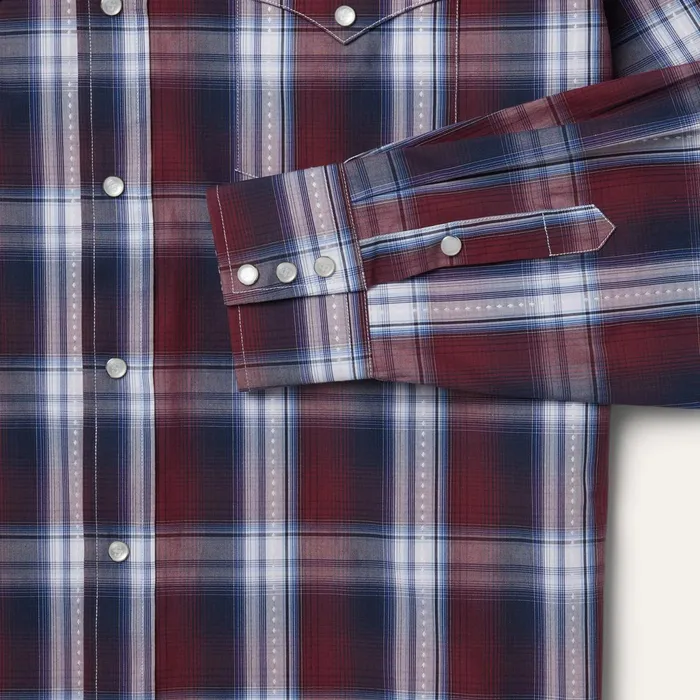 Stetson Classic Cut Men Good Luck Plaid Western Shirt Wine