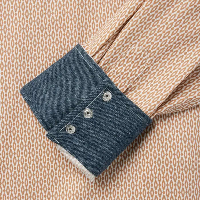 Stetson Classic Cut Men Orange Diamond Print Western Shirt Orange