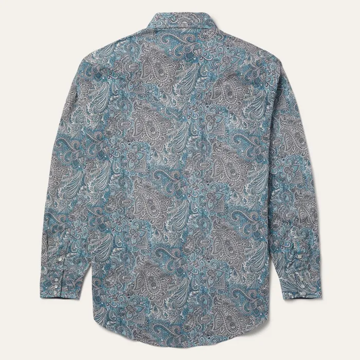 Stetson Classic Cut Men Paisley Western Shirt Green