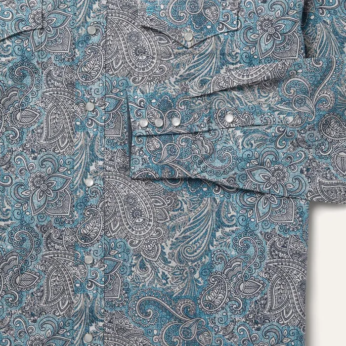 Stetson Classic Cut Men Paisley Western Shirt Green