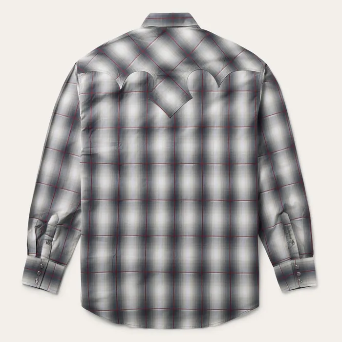 Stetson Classic Cut Men Smoke Ombre Western Shirt Grey