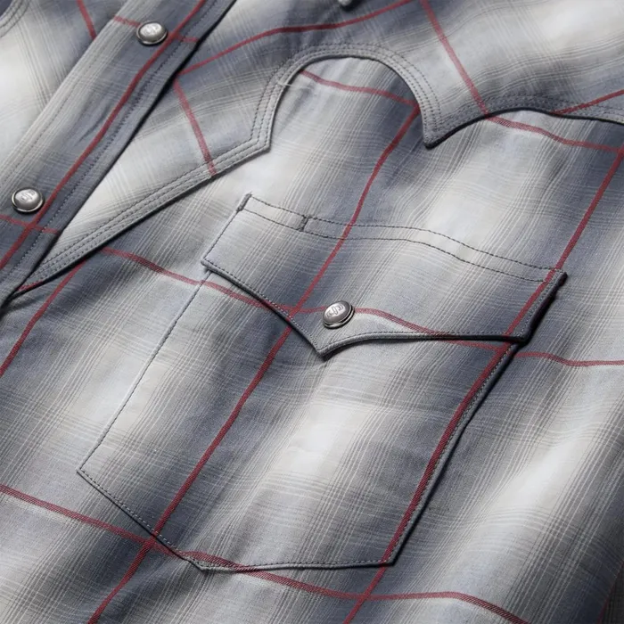 Stetson Classic Cut Men Smoke Ombre Western Shirt Grey