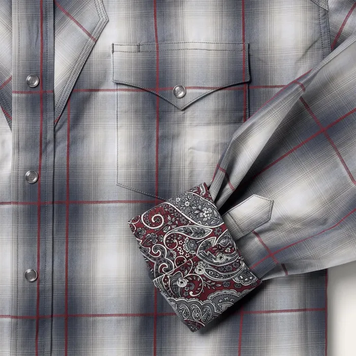 Stetson Classic Cut Men Smoke Ombre Western Shirt Grey