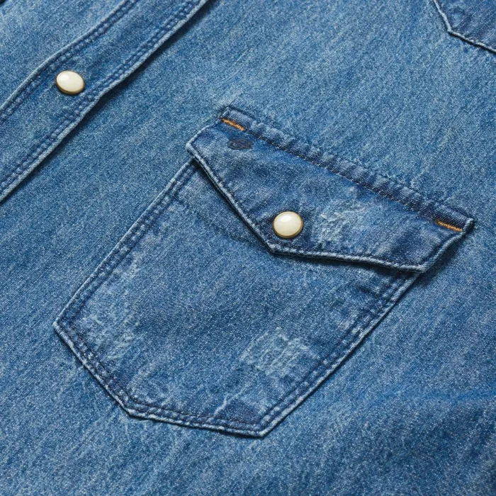 Stetson Denim Shirts Men Medium Blue Denim Shirt Blue