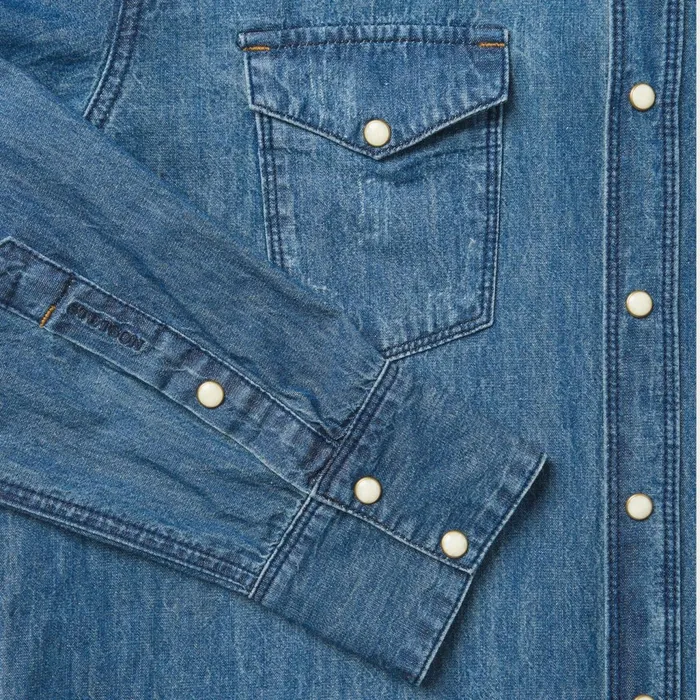 Stetson Denim Shirts Men Medium Blue Denim Shirt Blue