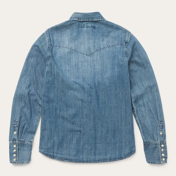 Stetson Denim Shirts Women Denim Snap Front Western Shirt Blue