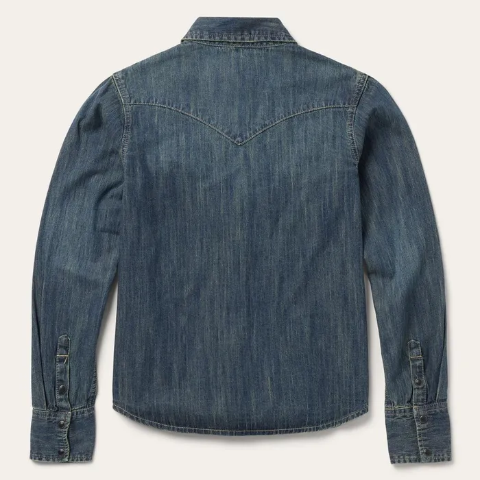 Stetson Denim Shirts Women Dirty Denim Boyfriend Fit Shirt Blue