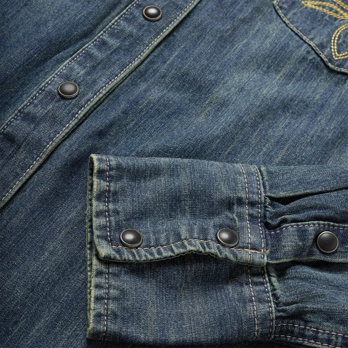 Stetson Denim Shirts Women Dirty Denim Boyfriend Fit Shirt Blue
