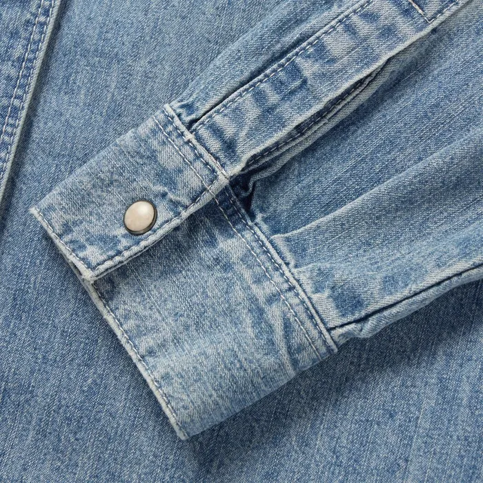 Stetson Denim Shirts Women Embroidered Light Denim Shirt Blue