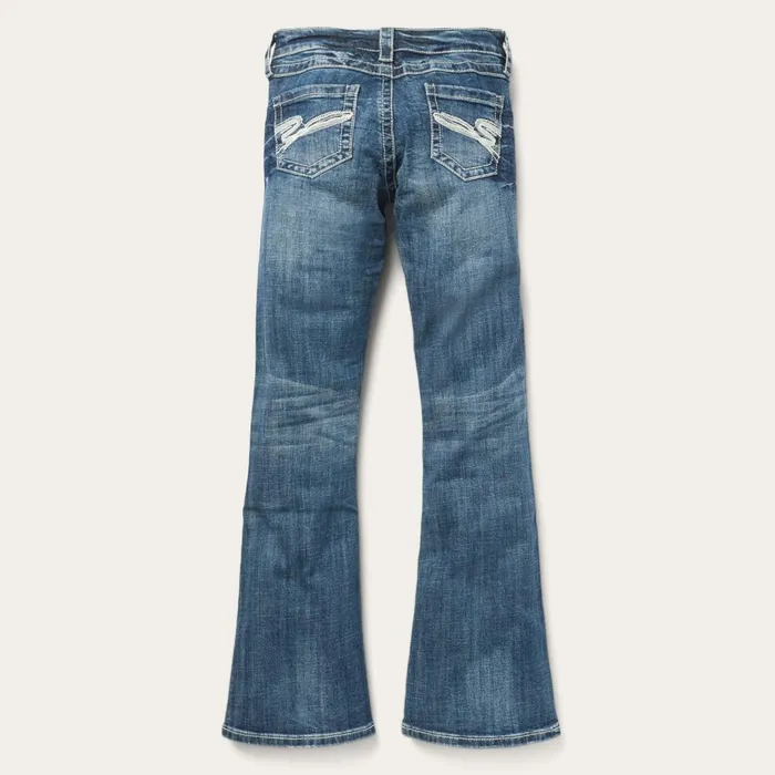 Stetson Denim Women 816 Fit Jeans With White quotSquot Back Pocket Blue