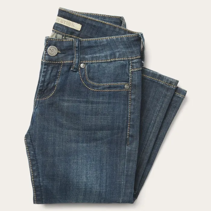 Stetson Denim Women 818 Bootcut Jean With quotSquot Back Pocket Blue