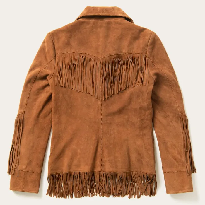 Stetson Fringe Jackets Women Lamb Suede Fringed Jacket Brown