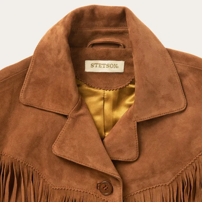 Stetson Fringe Jackets Women Lamb Suede Fringed Jacket Brown