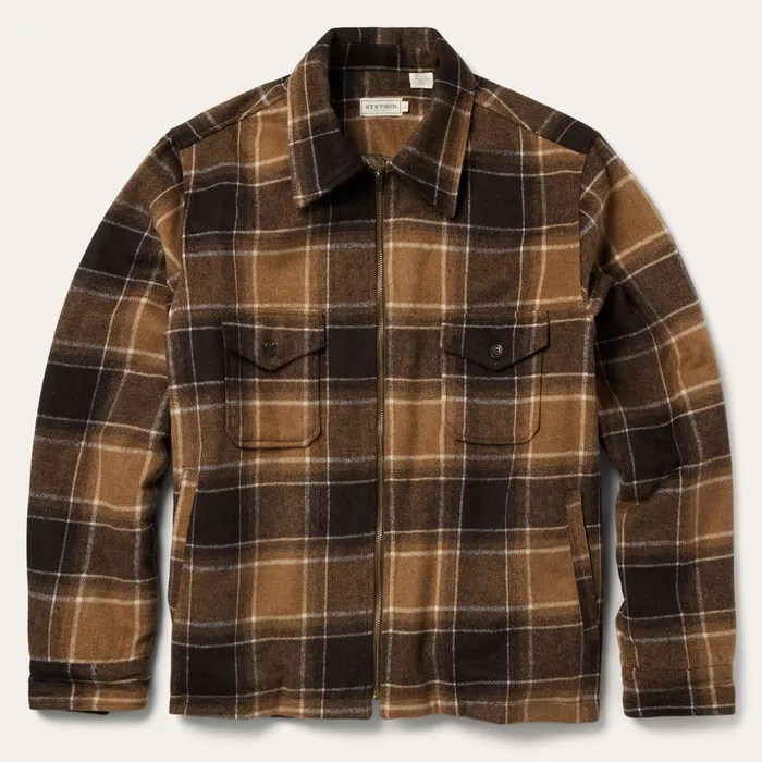 Stetson Jackets Men Brown Plaid Western Coat Brown