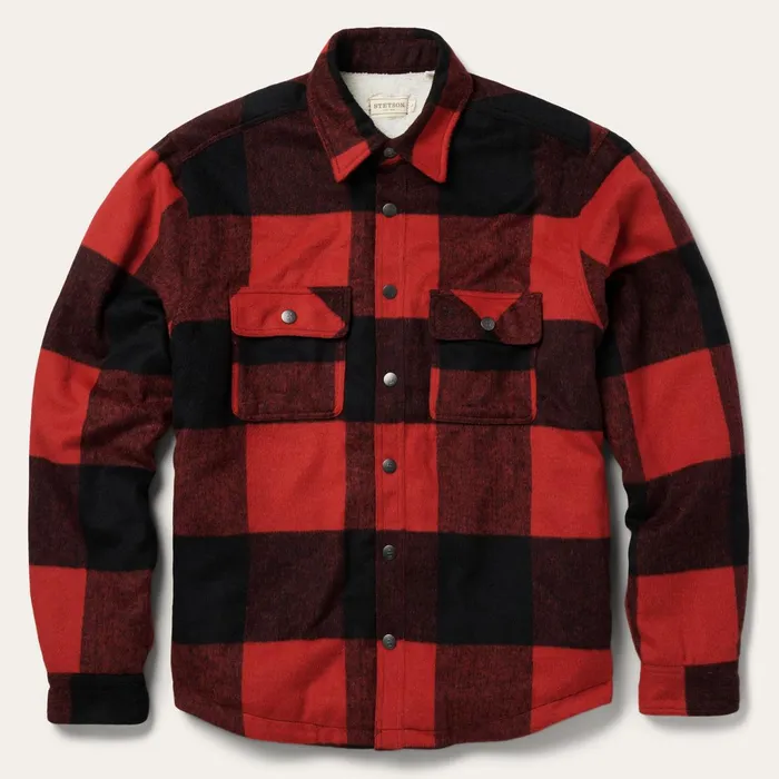 Stetson Jackets Men Buffalo Plaid Western Coat Red