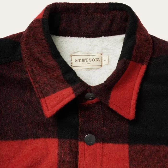 Stetson Jackets Men Buffalo Plaid Western Coat Red