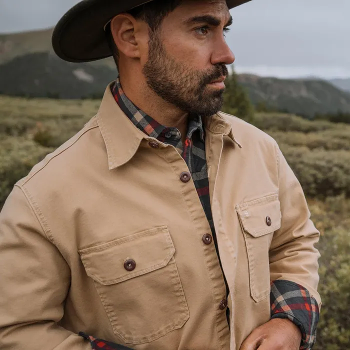 Stetson Jackets Men Camel Stretch Canvas Shirt Jacket Brown